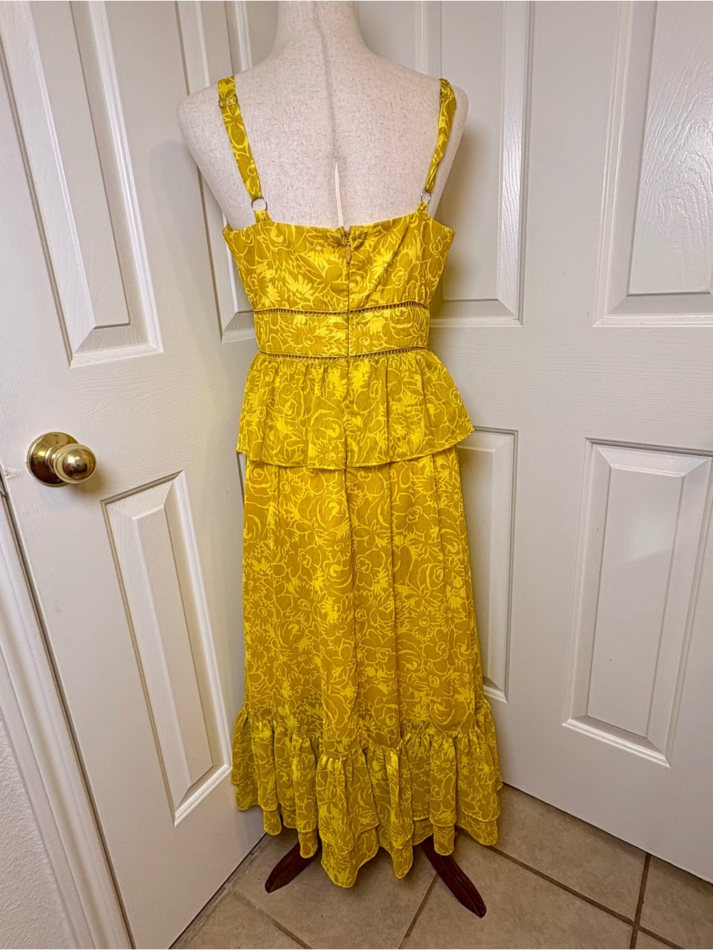 Revolve Likely Carla Floral Midi Dress Yellow Boho Resort Size 6 - Picture 3 of 11